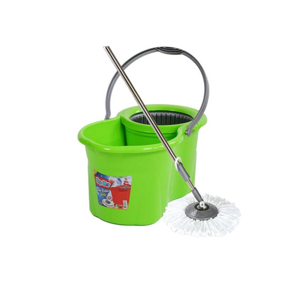 Plastic Spin Mop Bucket Green & Grey 16 Liters