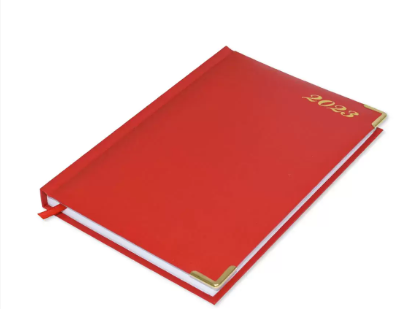 Fis 2023 A5 Diary,Gold Corners,English Vinyl 1Side Padded Red -FSDI22E23RE