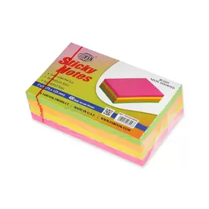 FIS Sticky Note Pad, 3X5 inches, Pack of 4, Ruled, 4 Assorted Neon Color -FSPO3X5RN4C