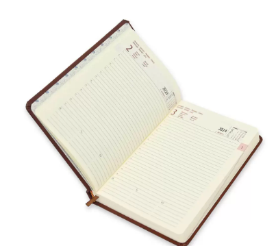 FIS 2024 International Golden A5 7-Languages Bonded Leather Diary Brown - FSDI136-7BG24BR