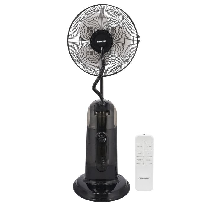 16" Mist Fan With LCD Display, 7.5H Timer Function, GF21161 | 3 Speed Setting & Breeze Modes | Oscillation & Tilt Function | Transparent Water Tank | LCD Display | Home & Office Use