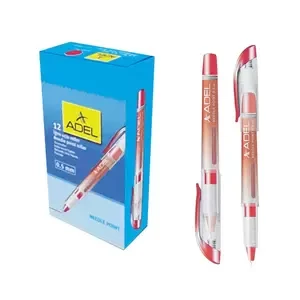 Adel Needle Point Roller Pen 0.5 mm tip, Red Color, Pack of 12 Pcs - ALBN-103021