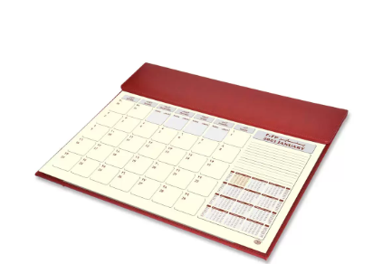 FIS Year Planner 2023 (Arabic/English) Italian PU with Desk Blotter, Maroon - FSDKPUBAE23MR