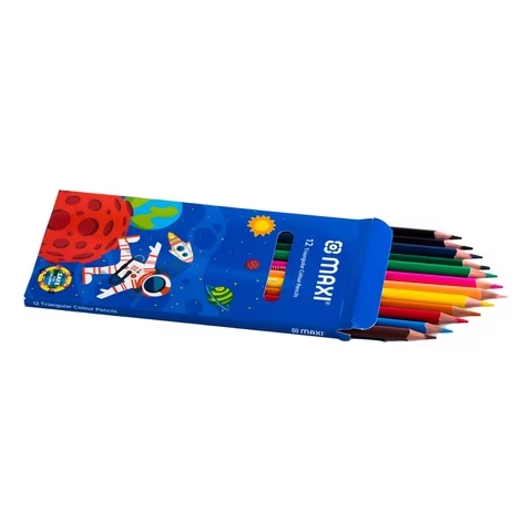 Maxi 12 Triangular Colour Pencils With 12 Wax Crayons And 12 Fibre-Tip Pens