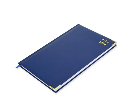 FIS 2024 A4 Diary Arabic/English Vinyl 1-Side Padded Gold Corner Blue - FSDI48AEG24BL