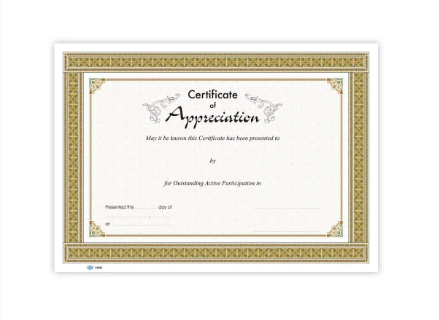 Fis Arabic Design Certificate - Pocket Of 10 Pieces, A4 Size
