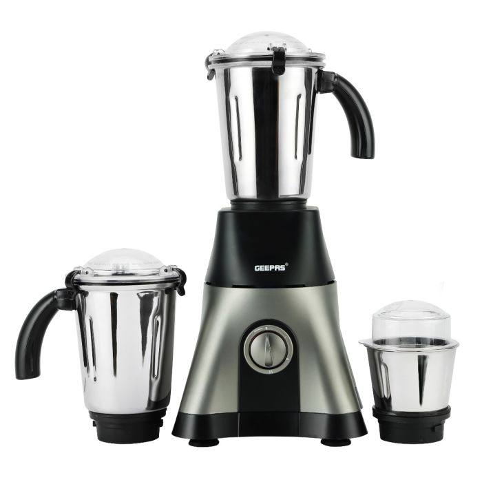 Geepas 3-IN-1 Mixer Grinder- GSB44089| 750W Powerful Copper Motor With Stainless Steel Jars And Blades, Hi Gloss ABS Plastic Body