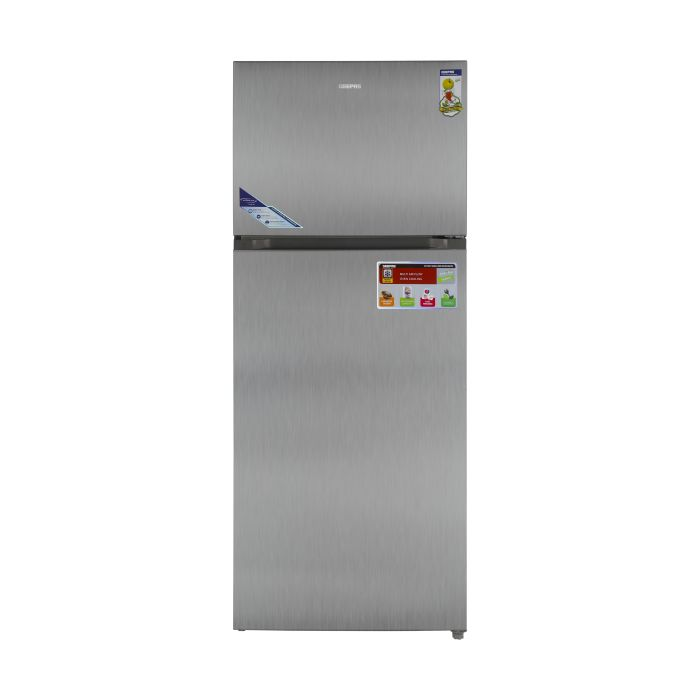 Geepas GRF6021SSXN 595L No Frost Double Door Refrigerator - Durable Low Consumption Fast Cooling & Low Noise | Preserves Freshness, Tempered Glass Shelves With Inner Led Light | 1 Year Warranty