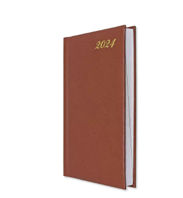FIS 2024 International Diary A5 7-Languages Vinyl 1-Side Padded Brown - FSDI136-7V24BR