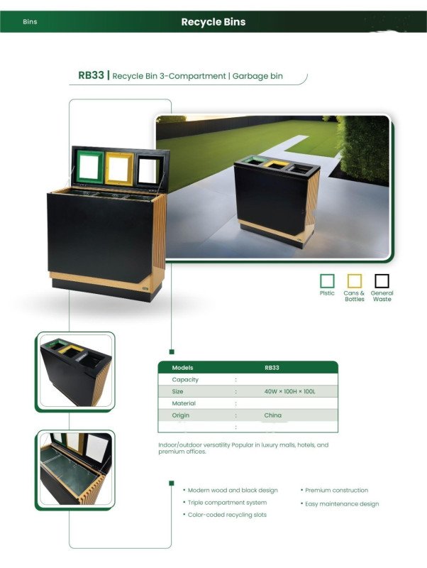 Recycle Bin 3-Compartment | Garbage bin