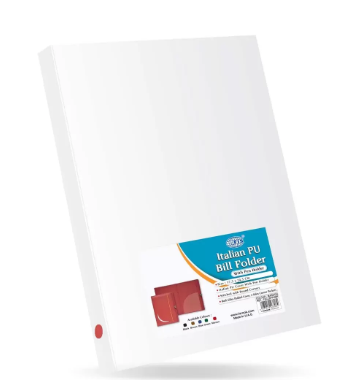 Bill Folders Maroon Color, Italian PU Covers, Round Corners & Pen Holder, 175 x 245 mm - FSCLBFPHMR