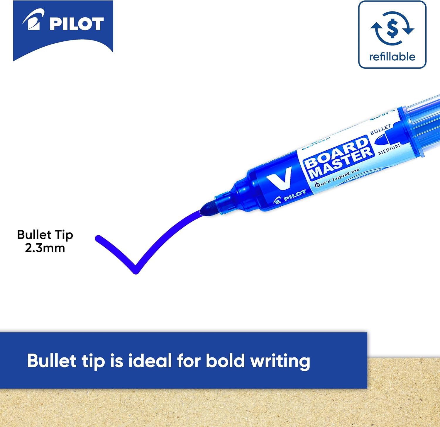 Pilot V Board Master Whiteboard Marker Bullet - Blue (box/12pcs)