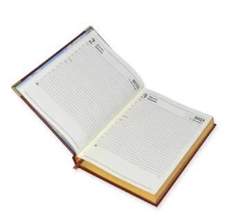 FIS 2023 Golden A5 Bonded Leather Diary English Gold Corner 1-Side Padded Brown -FSDI26EGBC23BR