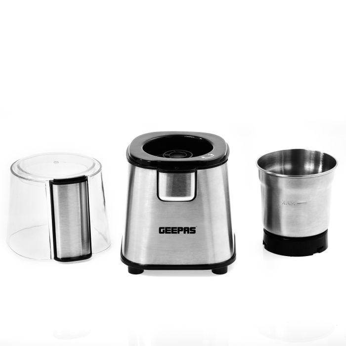 Geepas GCG41011UK 220W Electric Coffee Grinder | Stainless Steel Blade For Coffee Beans, Spices & Nuts | Transparent Lid, 60g Capacity & Cord-Storage Function - 2 Year Warranty