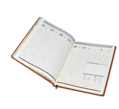 FIS Executive Diary 2023 English/French (1-Week at a glance) Italian PU Padded, Cover, Dark Brown - FSDI35EP23DBR