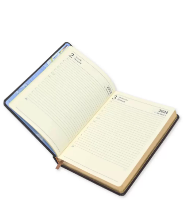 FIS A5 Diary 2024 (English) Golden Bonded Leather, Burgundy - FSDI26EGB24BU