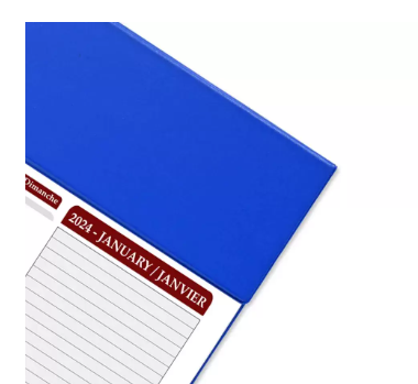FIS Year Planner 2024 (English/French) PVC Desk Blotter, Blue - FSDK2EF24BL