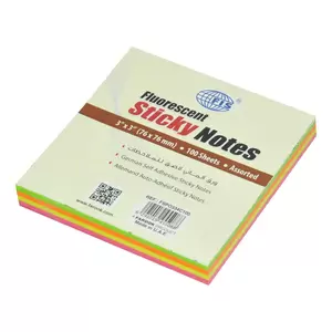 FIS Sticky Note, 4 Assorted Fluorescent Colours, Size 3 x 3 Inch, 100 Sheets, Quantity per Pack 12 - FSPO334C100