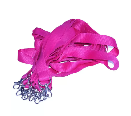 10-Piece FIS Flat Lanyard Pink with Metal Hook 2X90cm - FSNA10-2CM/10