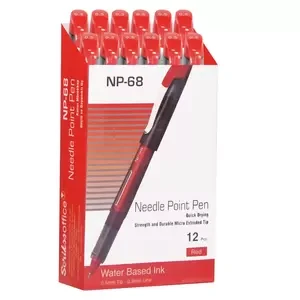 Scrikss Needle Point Pen Red Color 0.5 Mm, 12 Pieces - OSBP78799