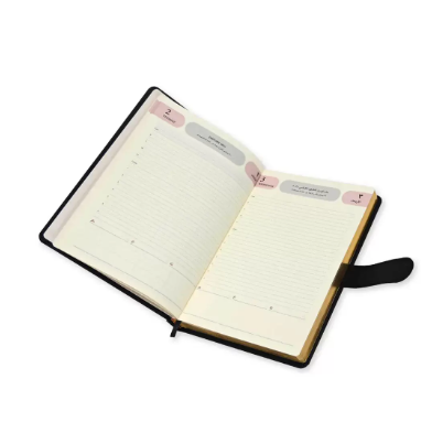 FIS Golden Agenda Diary 2024 (Arabic/English) Italian PU, 1-Side Padded, Black - FSDI75AEPG24BK