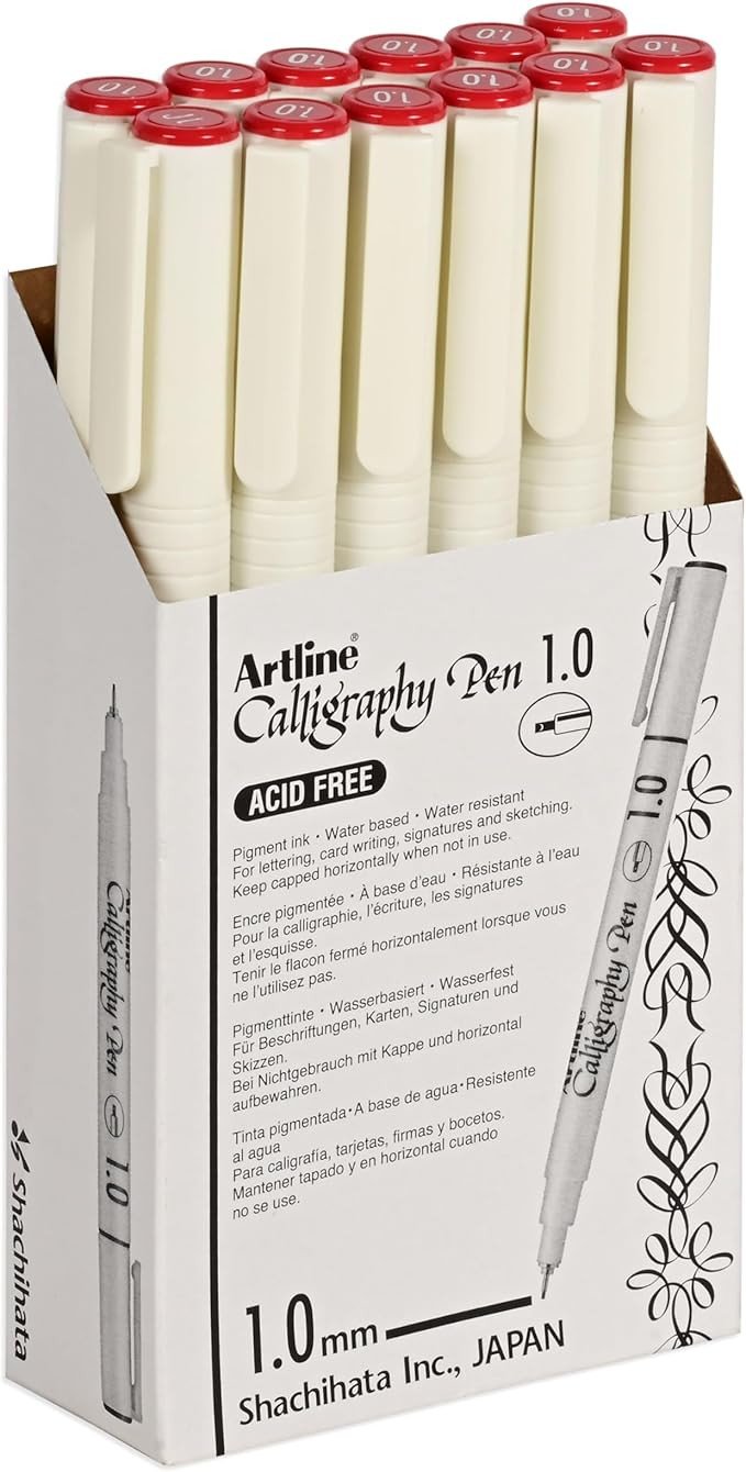 Artline EK241 Calligraphy Writing Pen 1.0mm Red ( 12 Pcs / Pack )