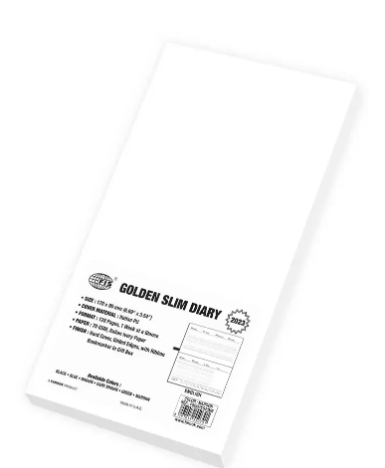 FIS 2023 Golden Slim Diary (English) Italian PU Hard Cover Maroon - FSDI57EG23MR