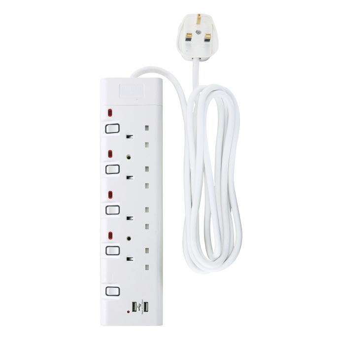 4 Way 5meter With USB Sockets Extension Board