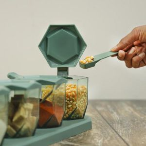 Royalford 4 Pcs Spice Jar Set - Acrylic - Assorted