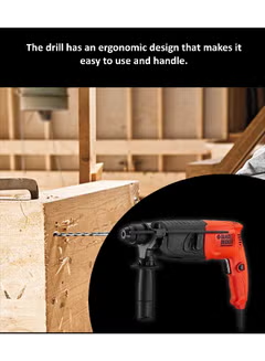 SDS + Rotary Hammer Drill in Kit Box for Concrete, Metal and Wood Drilling 20mm 620W 2KG BDHR202K-B5 Orange/Black
