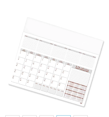 FIS Year Planner 2024 (Arabic/English) PVC Desk Blotter, White - FSDK2AE24WH