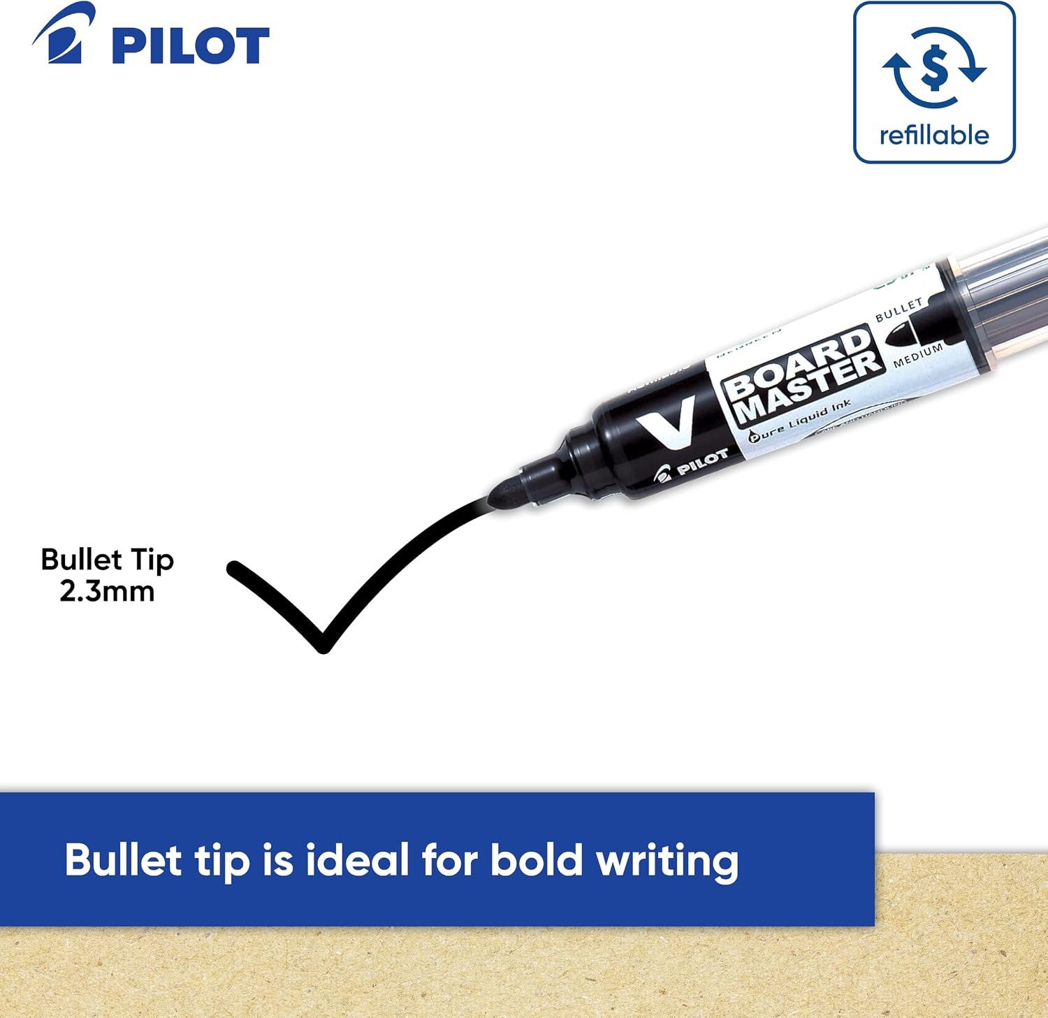 Pilot V Board Master Whiteboard Marker Bullet - Black (box/12pcs)