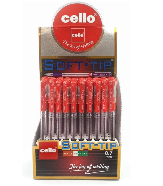 Cello Ball pen Soft Tip 0.7mm Pen - Red (box/50pcs)