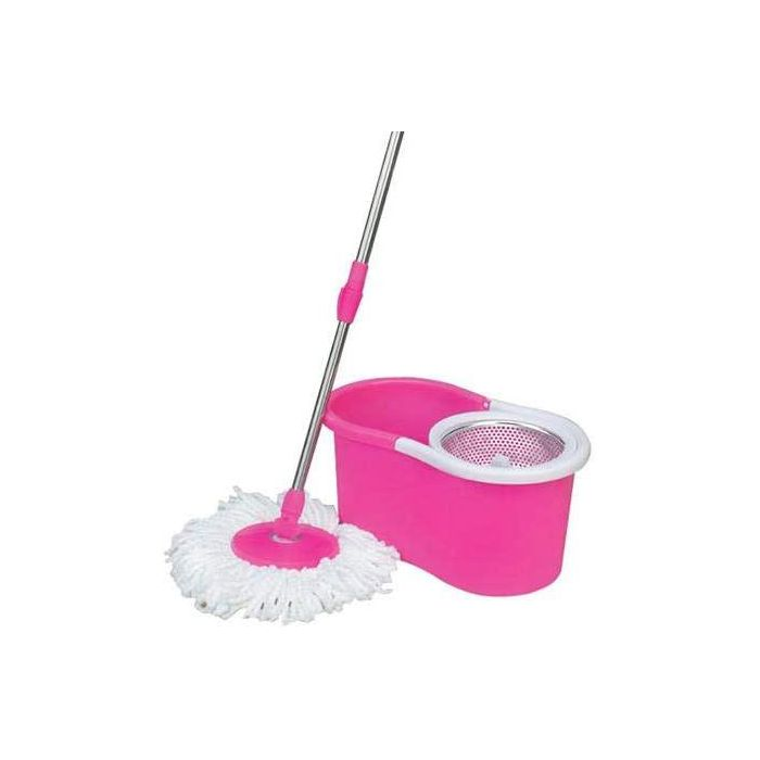 Royalford RF7709 Mop And Bucket Set - Portable Modern Spin 360 Degree Spinning Mop Bucket Home Cleaner| Extended Easy Press Stainless Steel Handle And Easy Wring Dryer Basket For Home Kitchen Floor Cl