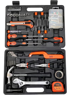 126-Piece Hand Tool kit In Kitbox Compact, Versatile And Effective For Home DIY ,And Office Use BMT126C, Orange/Black