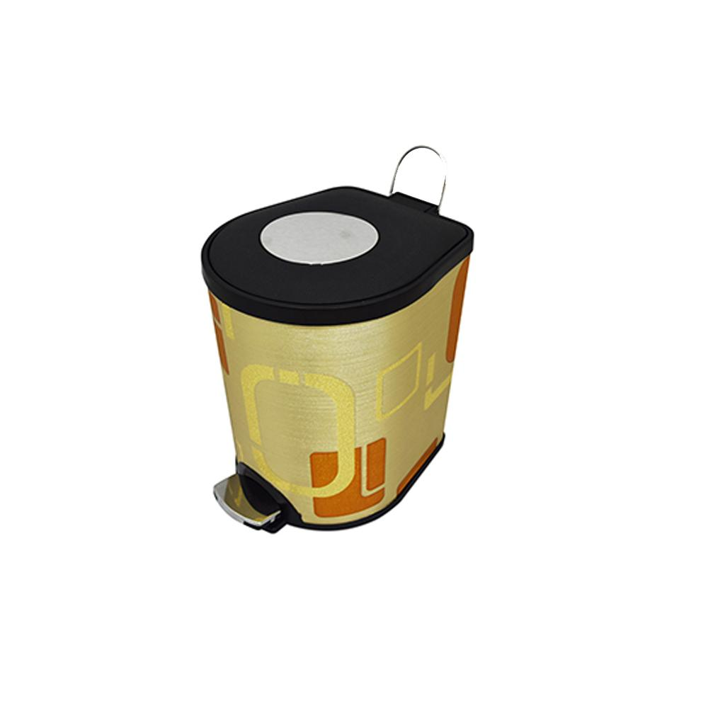Printing Leather Dust Bin with Pedal 12 Liters
