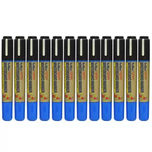 Artline 525T 2in1 Whiteboard Markers 2.0mm-5.0mm, Pack of 12 Pcs, Black/Blue Colors, Polyester Fibre Tip - ARMK525TBKBL