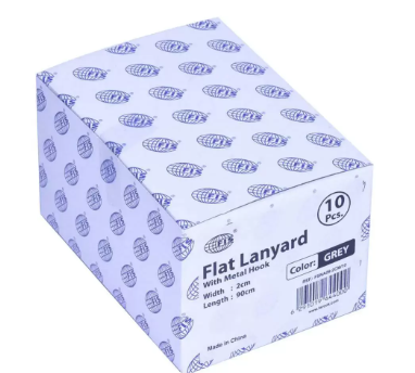 10-Piece FIS Flat Lanyard Grey with Metal Hook 2X90cm - FSNA09-2CM/10