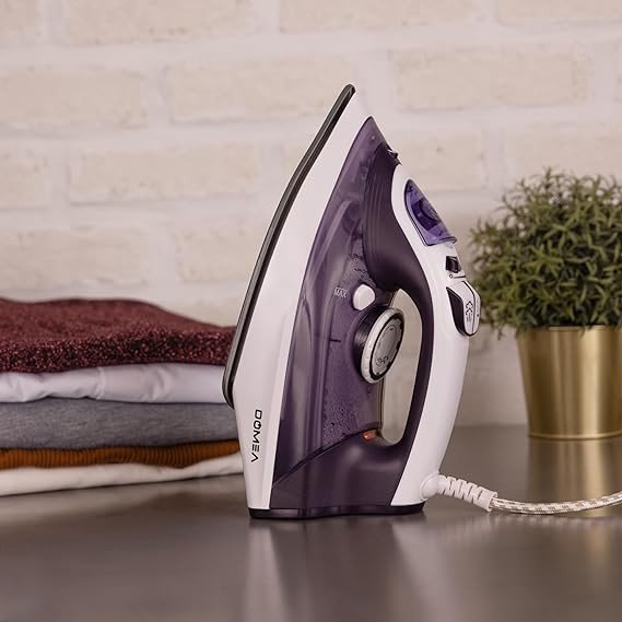 DOMEA 2200 Watts Steam Iron|Adjustable Thermostat | Anti Drip Function, Light Weight With Ceramic Sole Plate, For All ClothTypes, Anti Calc & Auto Clean, Spray & Steam Burst Setting |2 Years Warranty