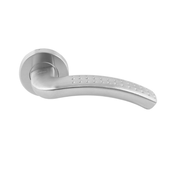 Geepas Mortise Rosette Solid Lever Handle 19mm - Door Handles | Firm Grasp | Rotate Door Lock | Interior | Satin Nickel Finish | 304 Stainless Steel | Premium Quality For All Internal Doors (Curve Sha