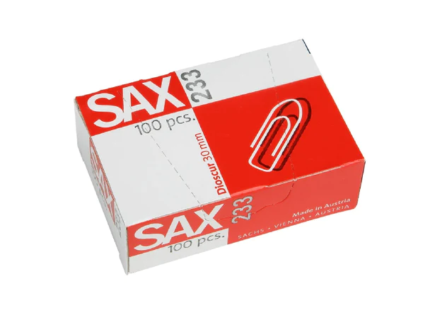Sax Paper Clips 233, 30mm, 100clips-pack