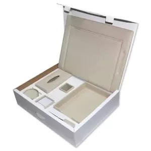 7-Piece FIS Executive Desk Set Italian PU, Cream - FSDS171CR