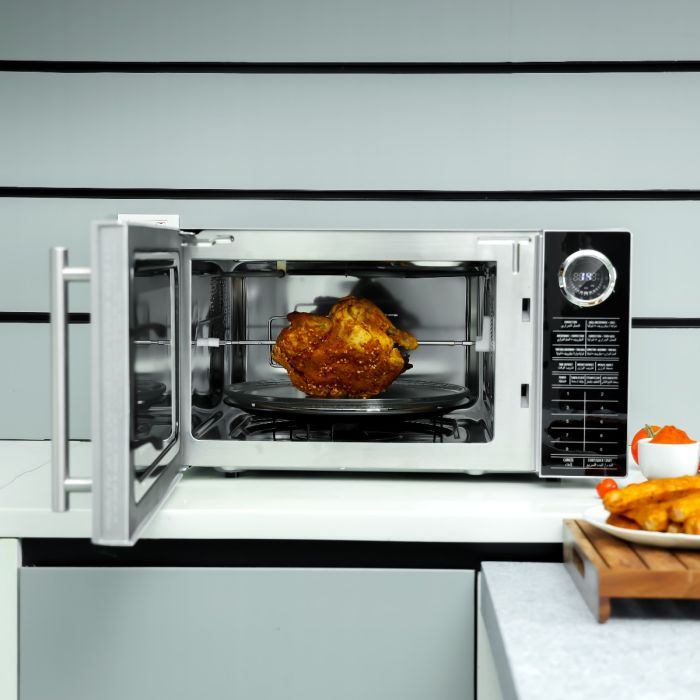 Geepas 30 L Microwave Oven- GMO2706CB| Microwave Oven, Grill And Convection Function| Multiple Power Levels With Digital Display| Cooking End Signal With Timer Switch| Easy Reheating And Fast Defrosti