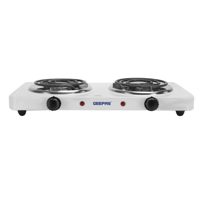 Geepas Electric Double Hot Plate - 2000W Dual Hot Plate For Flexible Precise Table Top Cooking Spiral Heating Plates | Portable Electric Hob With 2 Temperature Control | Ideal For Home, Camping & Cara