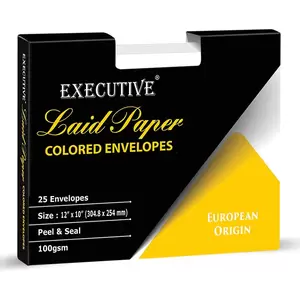 FIS Executive Laid Paper Envelopes Peel & Seal, Pack of 25 Pcs. Moon Beam White Color, 12 x 10 inch Size, 100 GSM - FSEE1034PMWB25