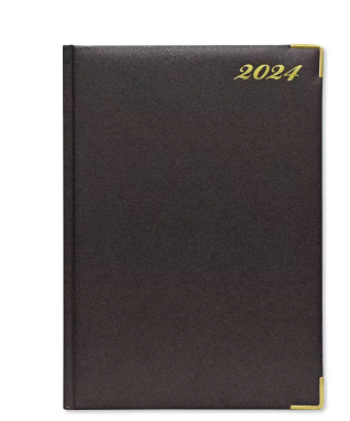 FIS A4 Diary 2024 English (Golden Corners) Chocolate - FSDI42E24CH
