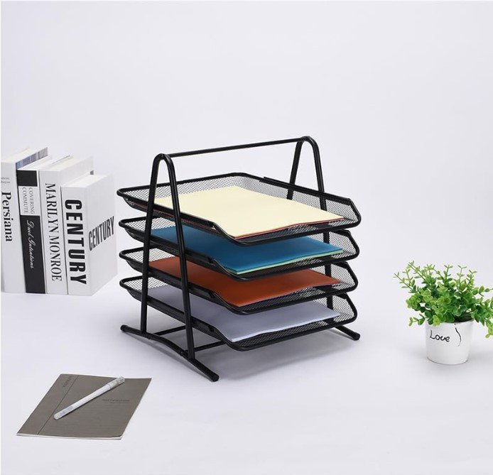 Partner Metal Mesh 4 Tier Document Tray Black