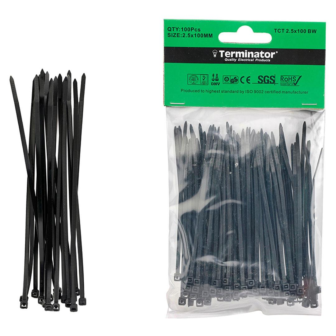 Cable Ties In Black Colour (100Pcs In Bag
