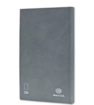 FIS Notebook Bonded Leather, Size A5, Offset White Paper, 70 GSM, 196 Pages, 8 mm Ruled, Hard Cover, Silver Gilded Edges, Colour Grey - FSNBHCA5GWHBLGY