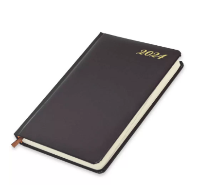 FIS 2024 International Golden A5 7-Languages Bonded Leather Diary Burgundy - FSDI136-7BG24BU